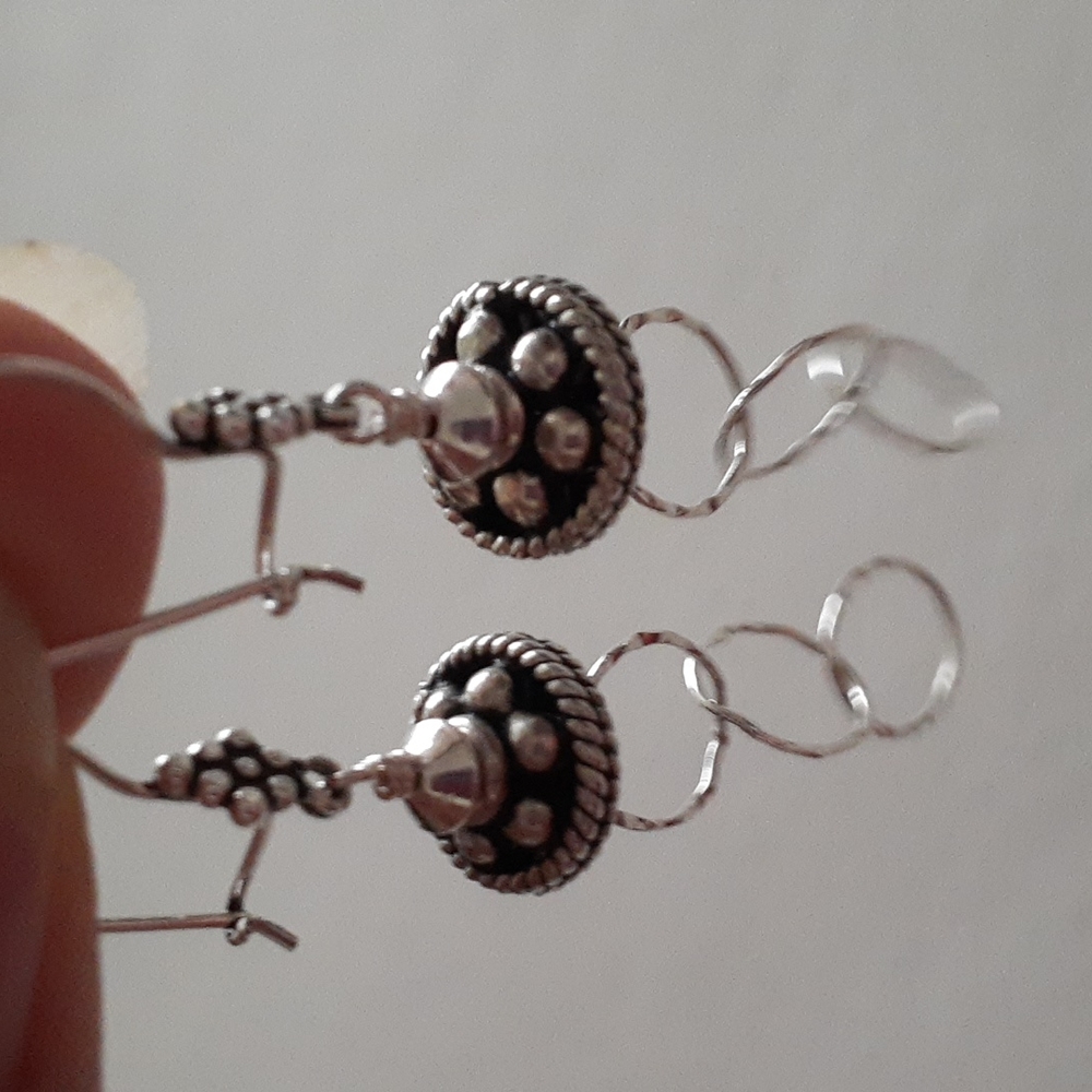Dangly Ornate Sterling Silver Pierced Earrings A109 - Picture 9 of 13